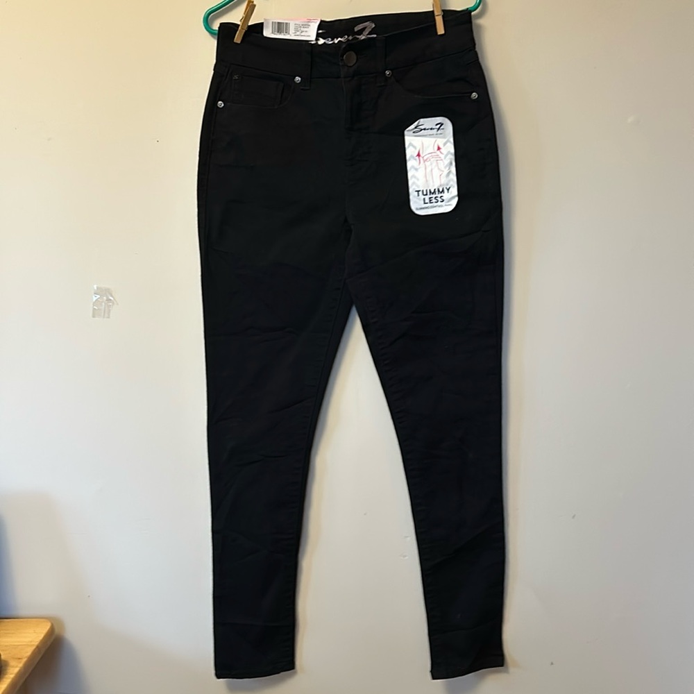 🖤 Seven7 black denim jeans slimming tummy panel size 6 NWT!